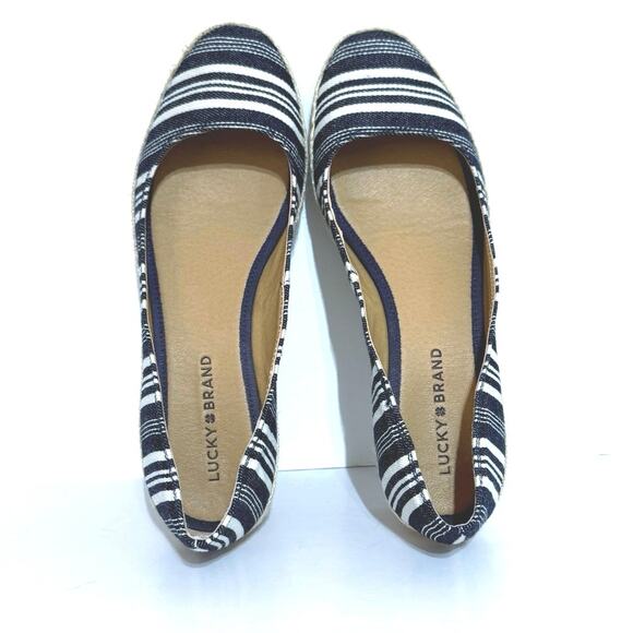 Lucky Brand Women’s Size 9 Tilly Indigo Stripe Espadrille Wedge Shoes - Picture 6 of 12